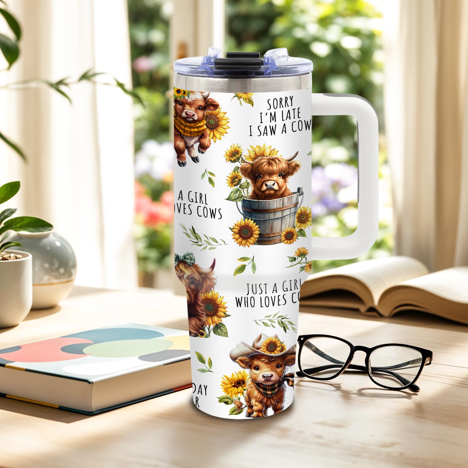 DUUV vaso térmico con diseño de girasoles, añade alegría a cada sorbo.