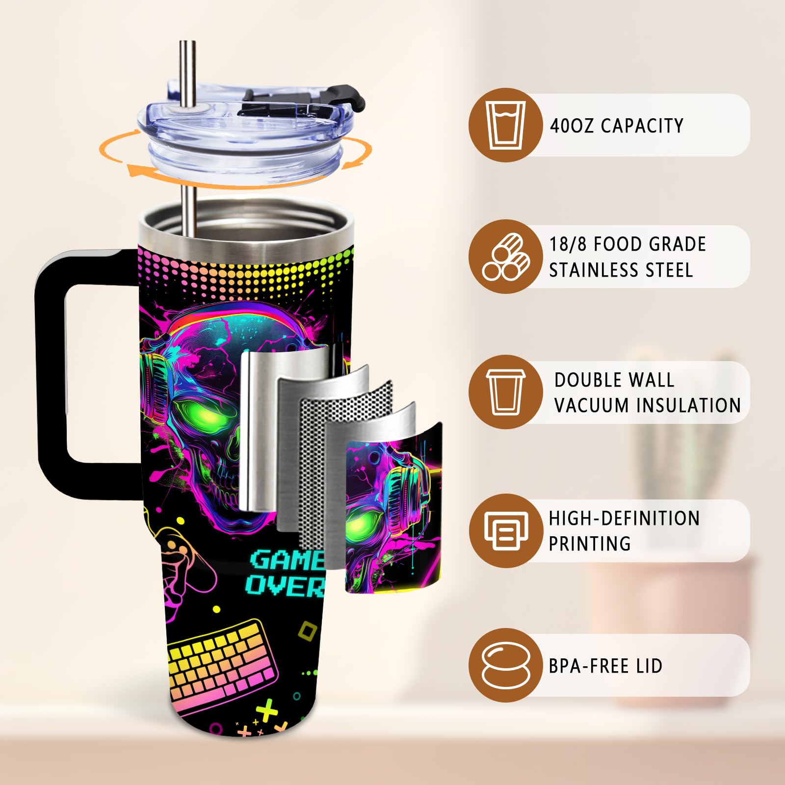 DUUV Taza 40 onzas, portátil y fácil de limpiar.