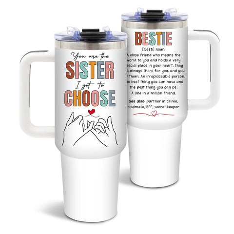 DUUV tumbler 40oz con frase y corazon, regalo ideal de amistad entre hermanas.