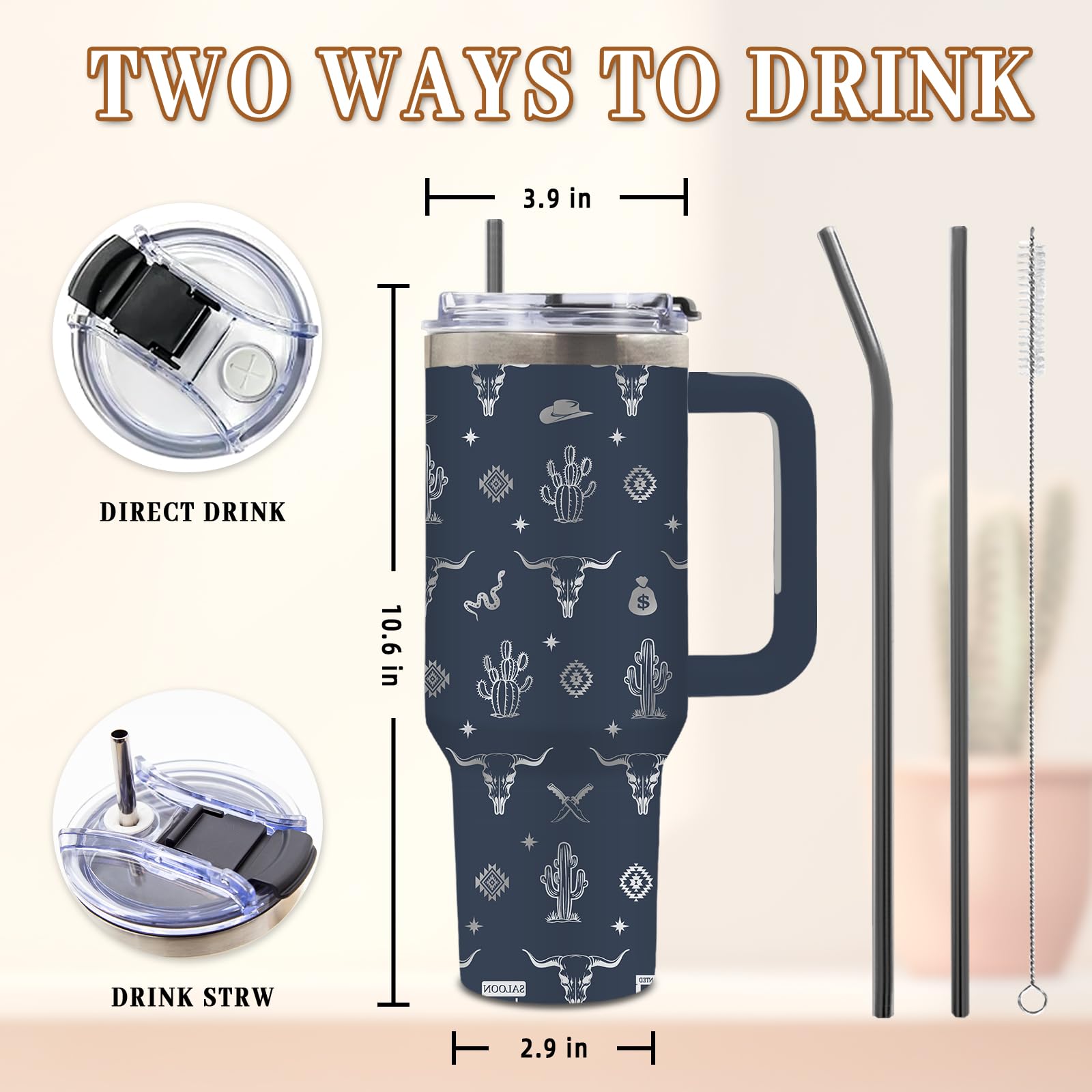 DUUV regalo perfecto para aficionados al oeste, vaso de gran capacidad y diseño distintivo.