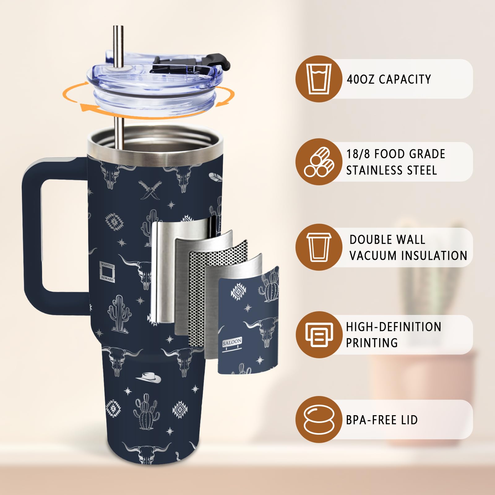 DUUV vaso con tapa hermética evita derrames, ideal para llevar al camping.