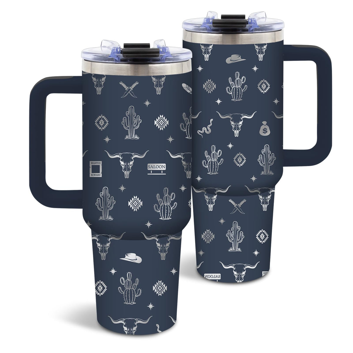 DUUV vaso occidental con cabeza de oveja grabada, toque rústico para amantes del oeste.