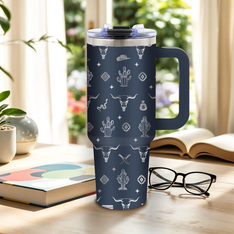 DUUV vaso occidental con cactus y calaveras de vaca, estilo audaz para aventuras al aire libre.