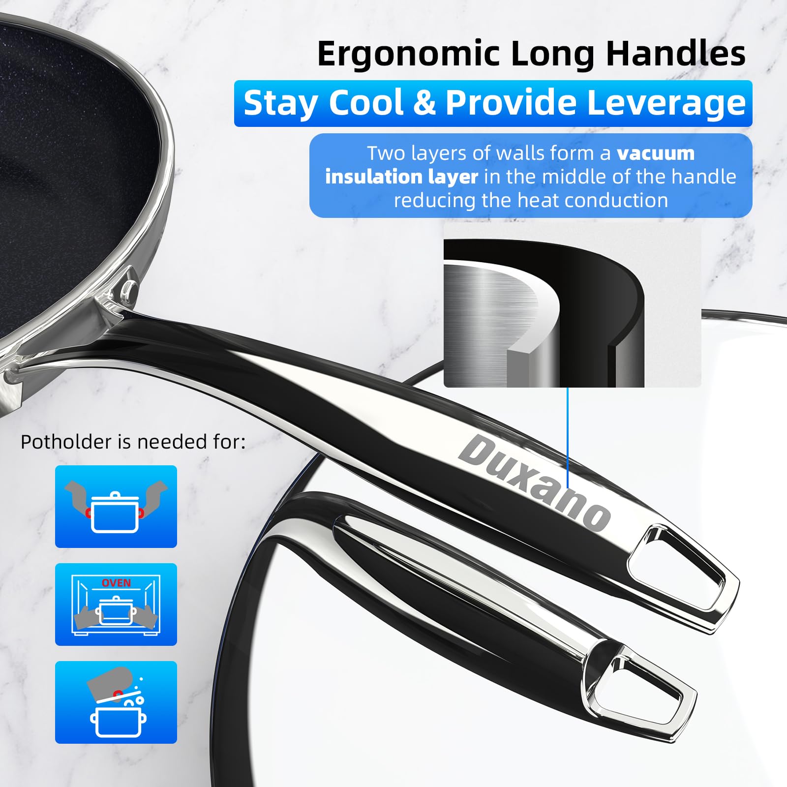 DUXANO Deluxe 14pc cucharon-silicona: utensilio suave para mezclar sin rayar.