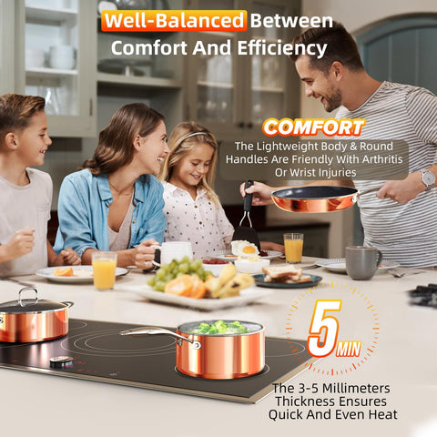 DUXANO Deluxe 14pc sartén grill redonda 10 pulgadas para marcas y sellado
