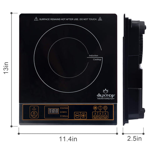 Duxtop 1800W: diseño compacto ideal para cocinas pequeñas.