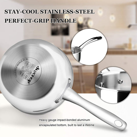 Duxtop cazo de tres capas 3qt exterior brillante para una cocina moderna.