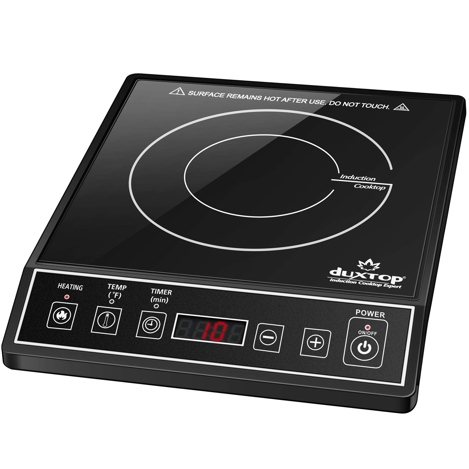 Duxtop hornilla de inducción portátil con placa de vidrio, enfoque en el diseño compacto y limpio