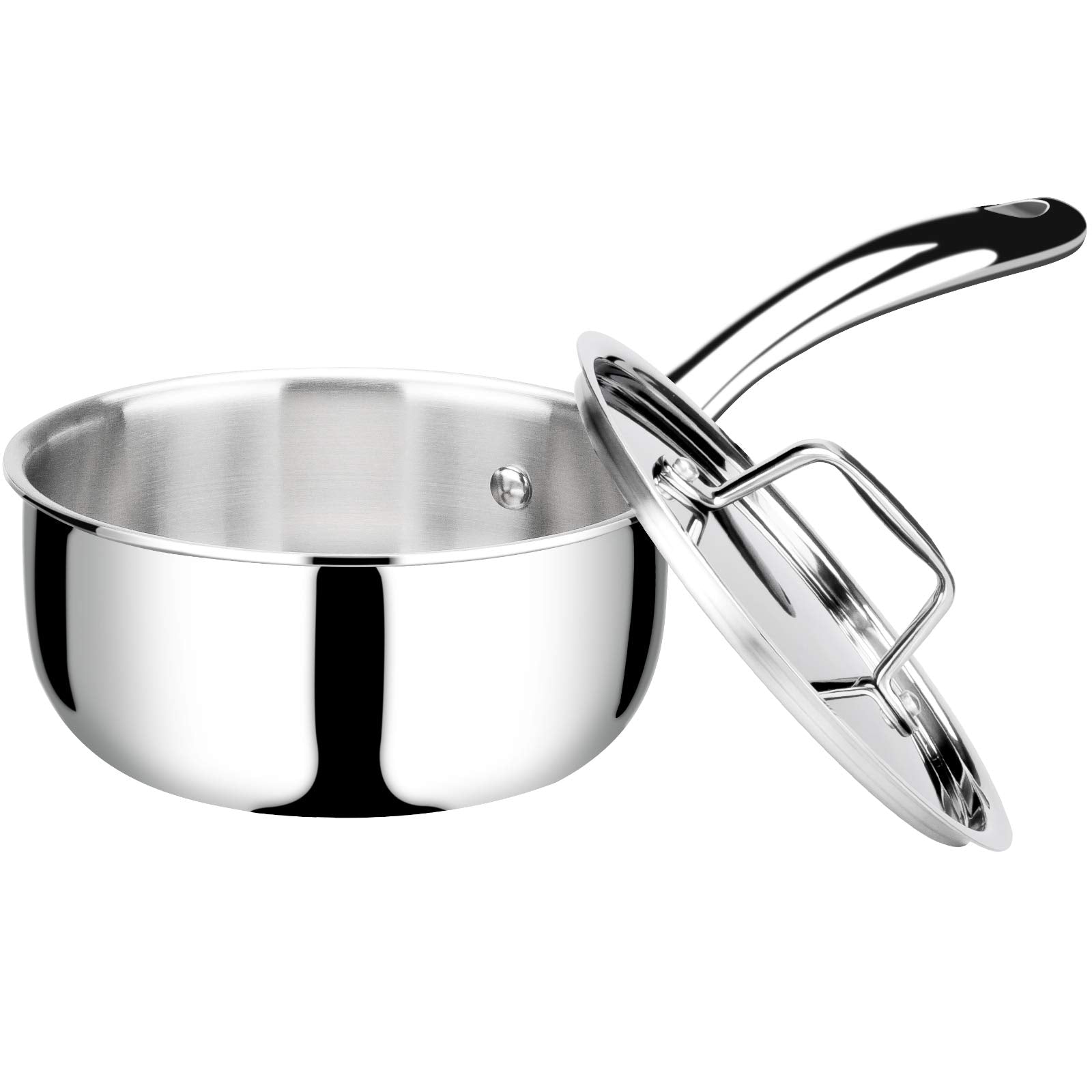 Duxtop olla 1,6 qt con tapa de acero inoxidable para calentar salsas de forma uniforme