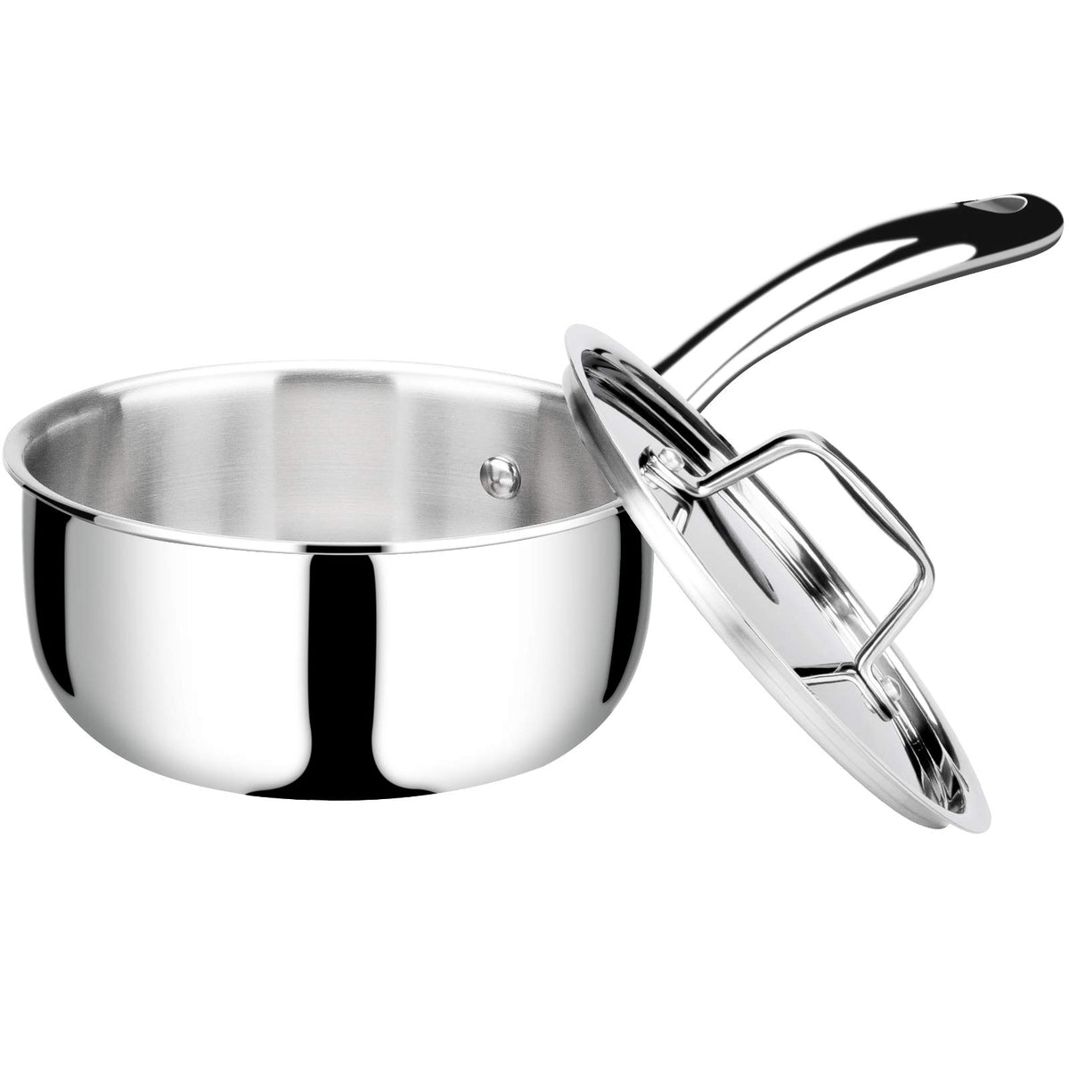 Duxtop olla 1,6 qt con tapa de acero inoxidable para calentar salsas de forma uniforme