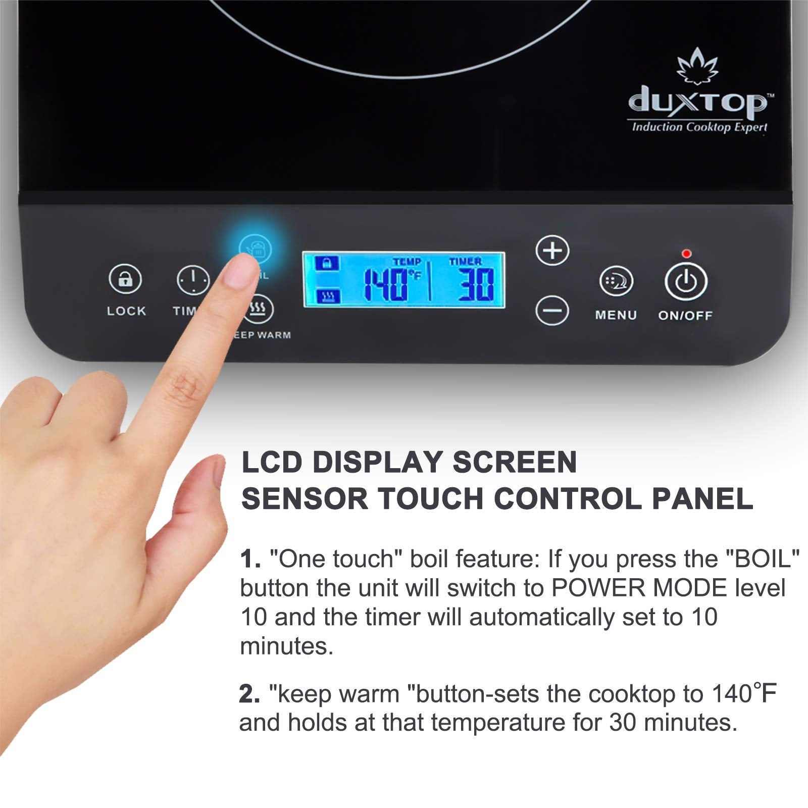 Potencia ajustable Duxtop de 100-1800 W para distintas recetas