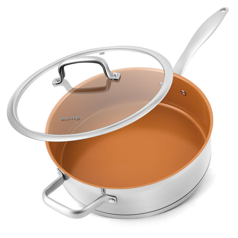 Sartén salteado cerámico duxtop pro con tapa de 5.5QT para uso diario