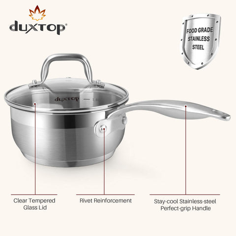 Duxtop Profesional mango de acero inoxidable con remaches, seguro y duradero.