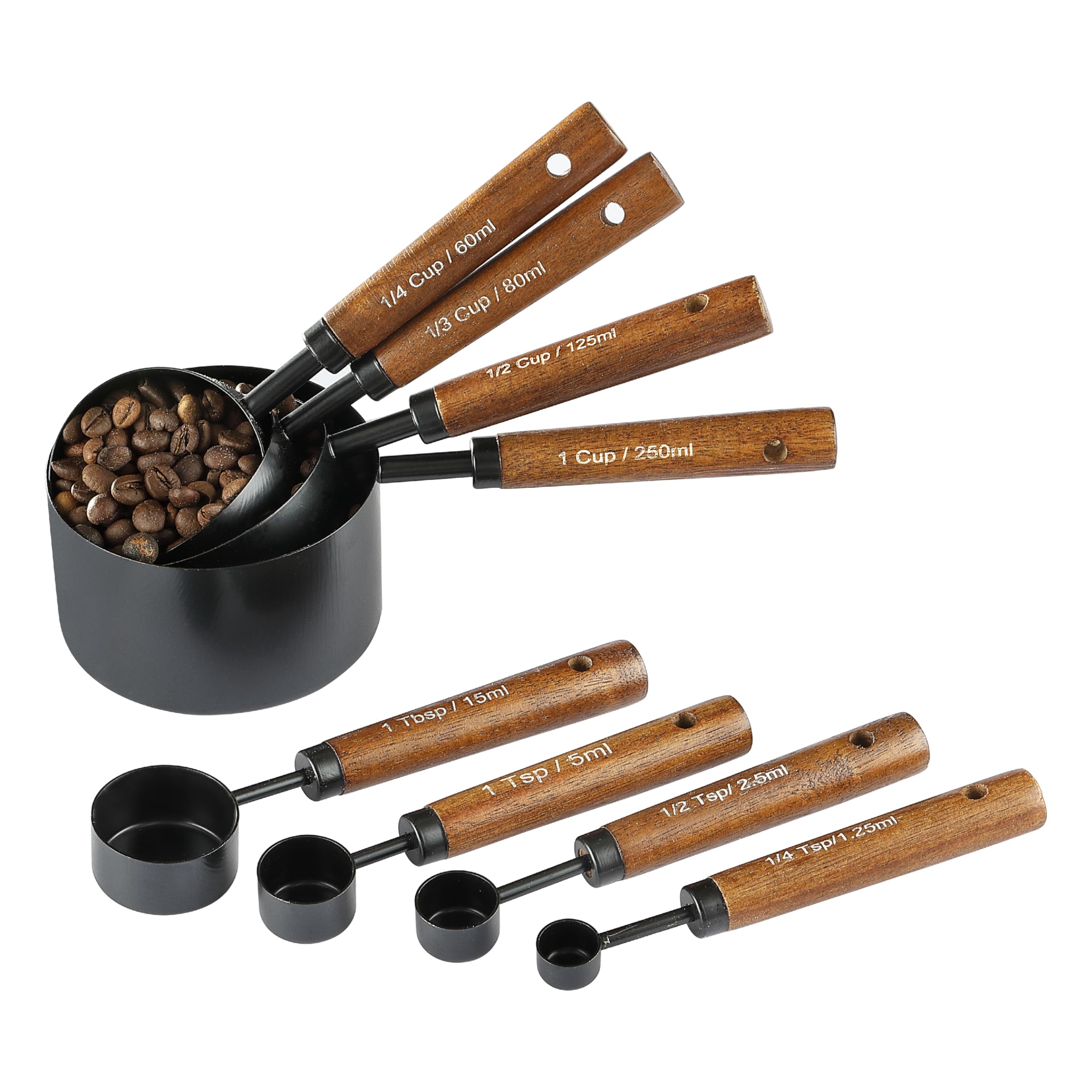 DV KNIFE: conjunto 8 piezas con tazas y cucharas para medición precisa en la cocina.