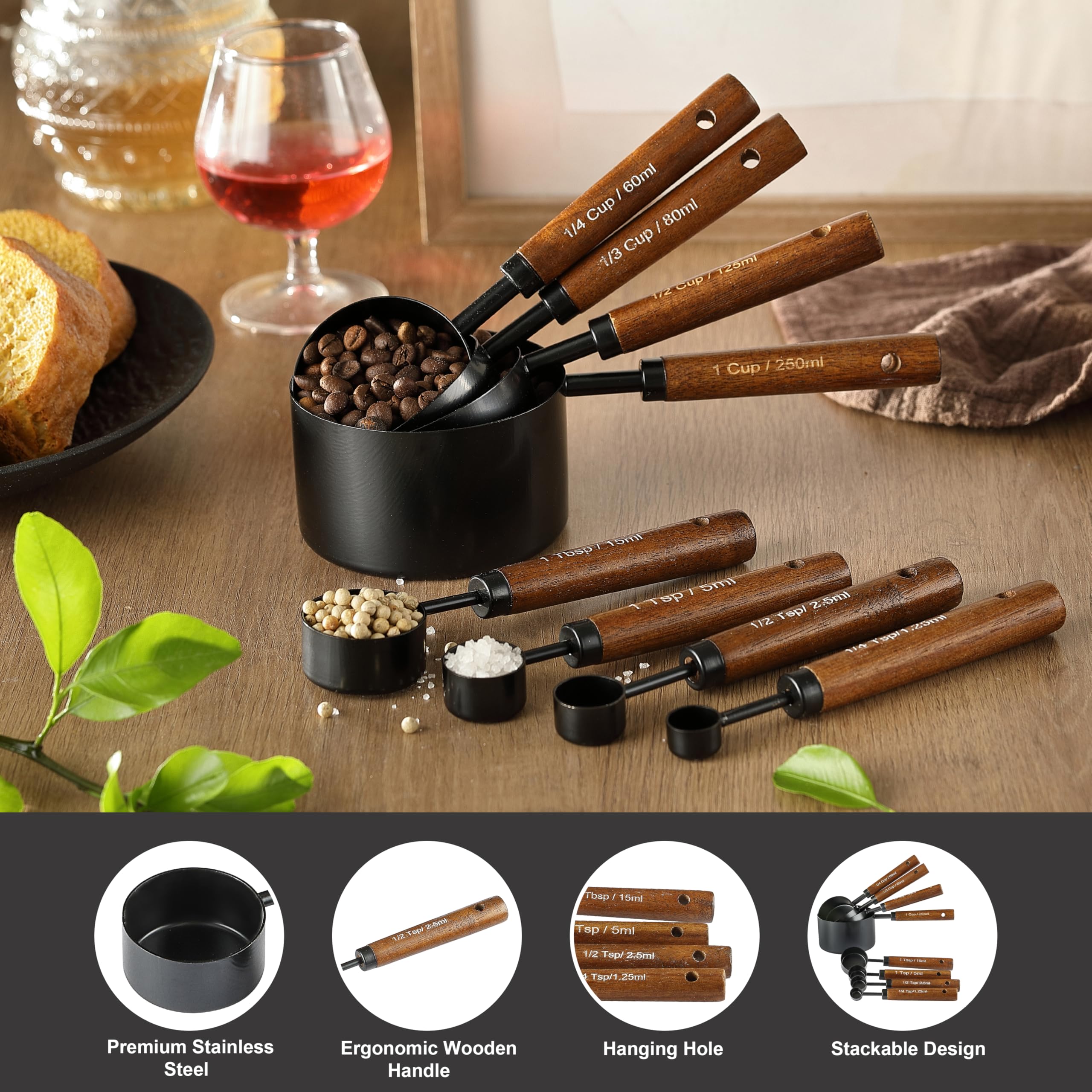 DV KNIFE: mango de madera ergonómico para un agarre cómodo al medir.