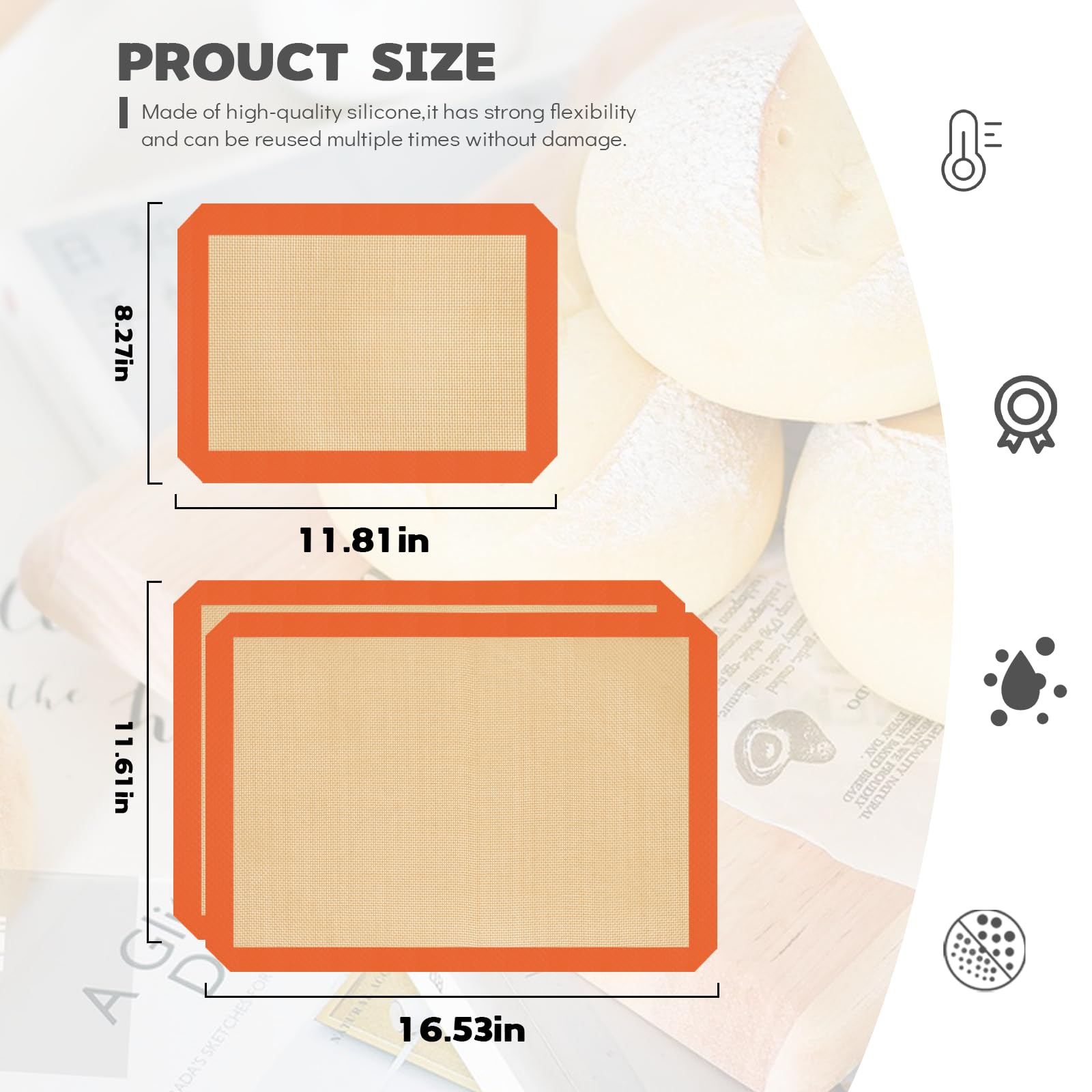 Dwavele tapete grande de silicona, tamaño 16-53x11-61, apto para horno.
