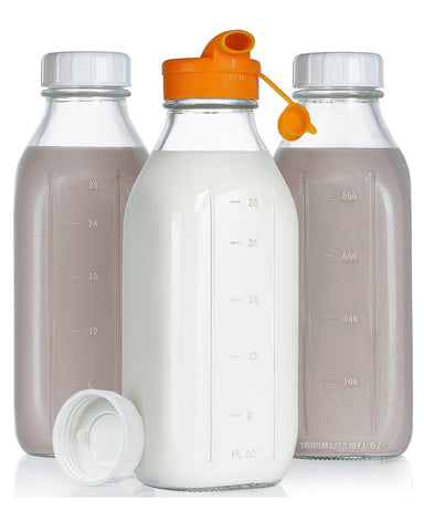 Dwbligt botella de vidrio 32oz con dispensador de silicona para vertidos controlados
