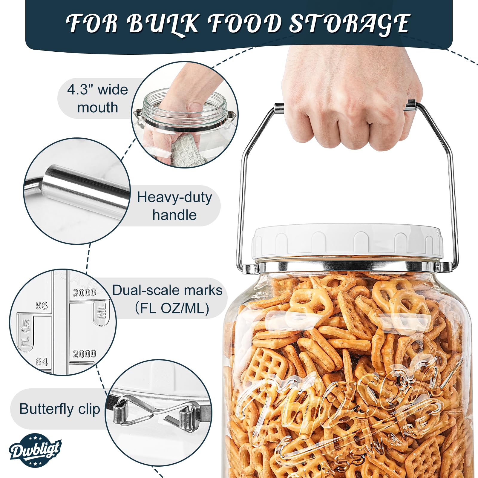 Dwbligt capacidad 5678 ml, 192 oz para lotes grandes