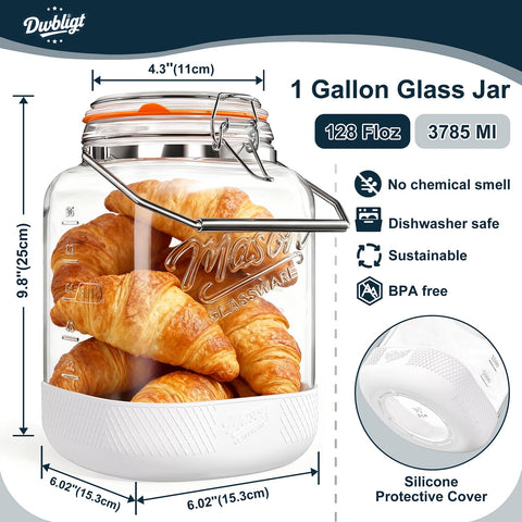 Dwbligt jarra vidrio con asa inoxidable para transporte cómodo en la cocina.