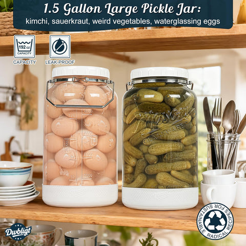 Dwbligt jarras para fermentación y encurtidos con tapa hermética.