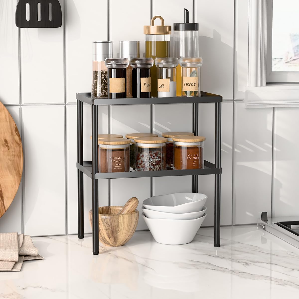 DwellDeal PEKER estante para platos de metal, soporte estable.