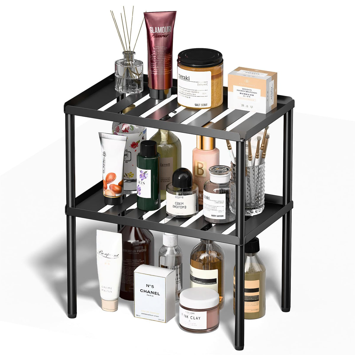 DwellDeal PEKER organizador de armario de 2 niveles para cocina, mejora acceso a especias.