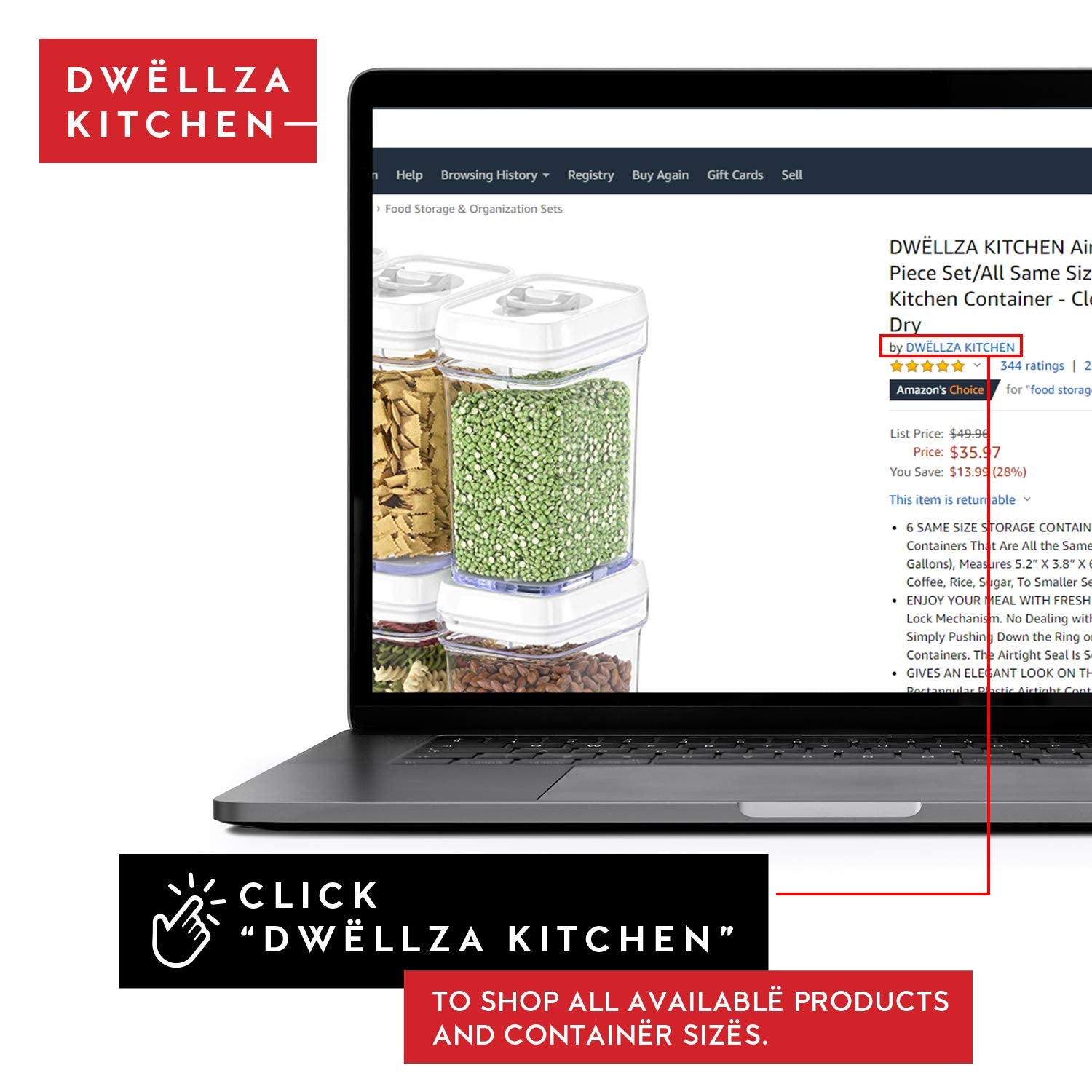 DWËLLZA KITCHEN contenedores apilables que maximizan el espacio en la despensa.