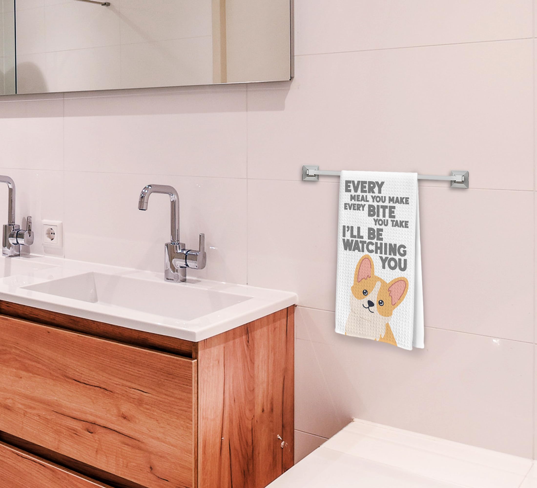 Toalla de baño Dwept con corgi, perfecta para el uso diario en baño.