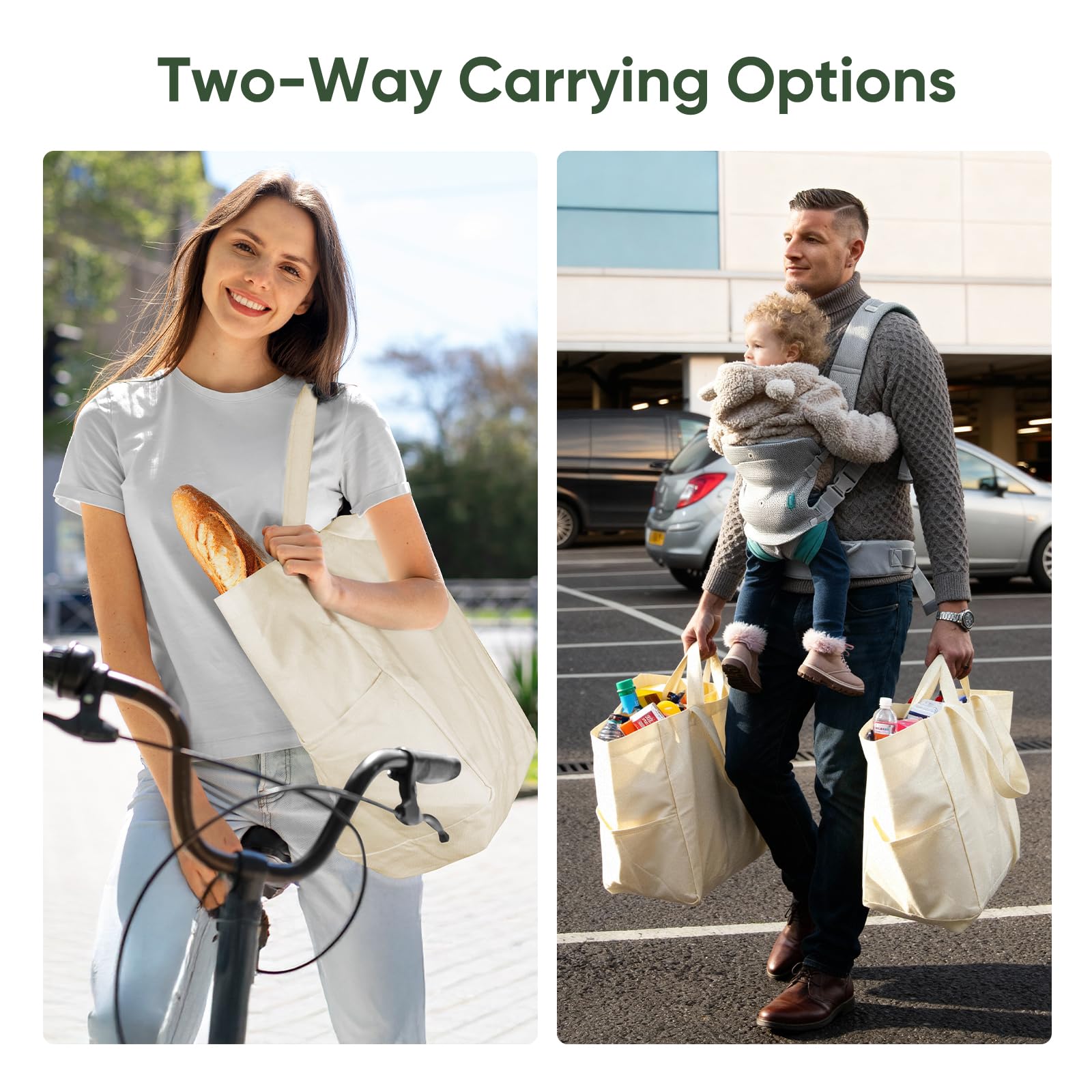 Dwscroad carga-80-libras-resistente: capacidad para grandes compras sin perder forma.