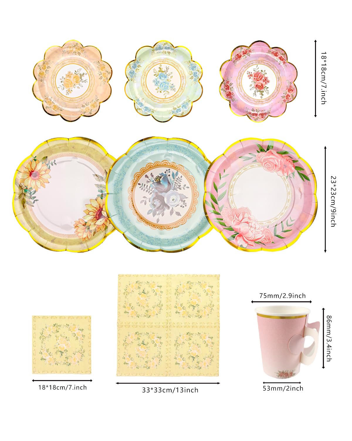 Plato de té de 7 pulgadas floral de Dwsiplytg, para servir aperitivos con estilo