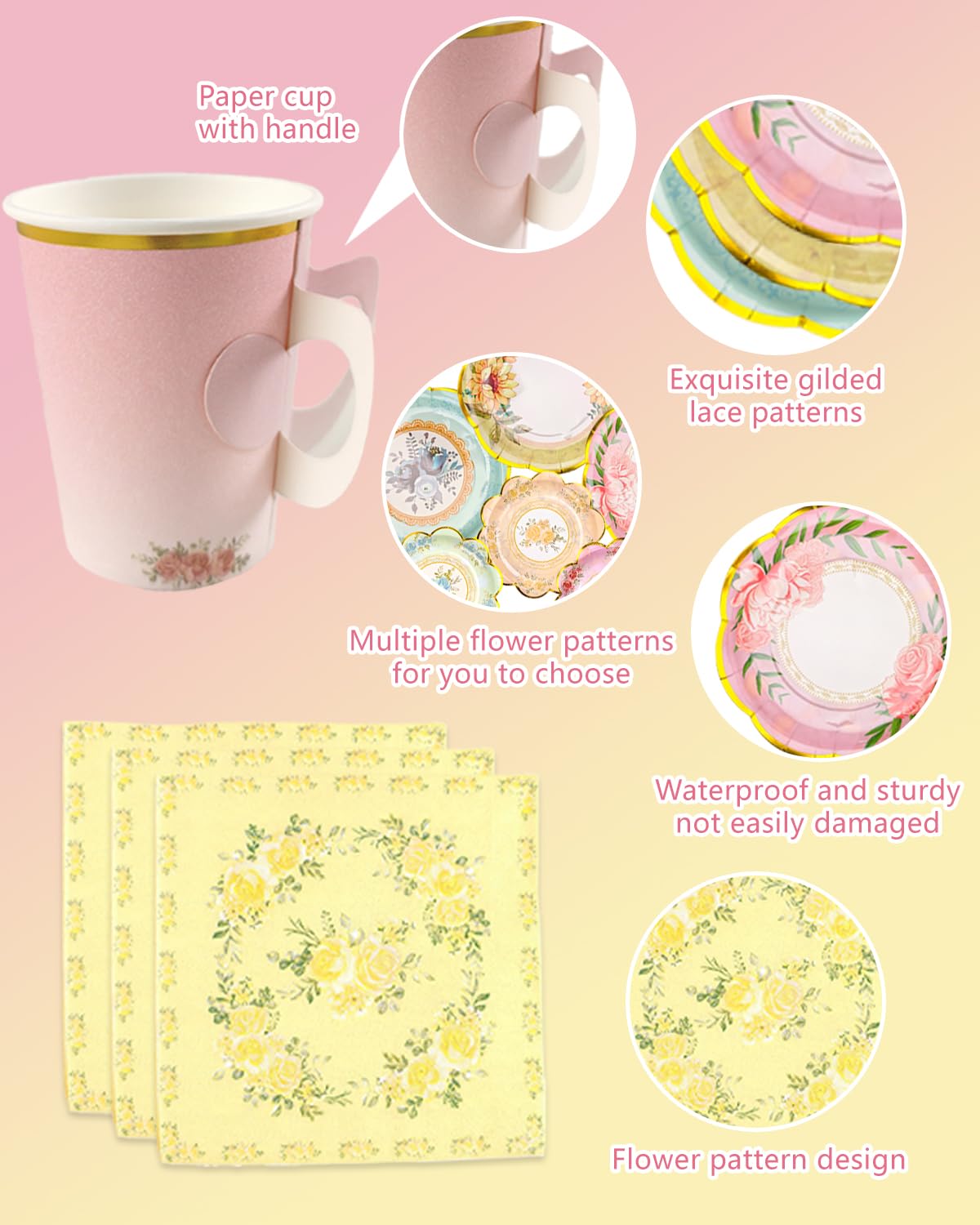 Plato de té de 9 pulgadas floral de Dwsiplytg, apto para postres y bocadillos