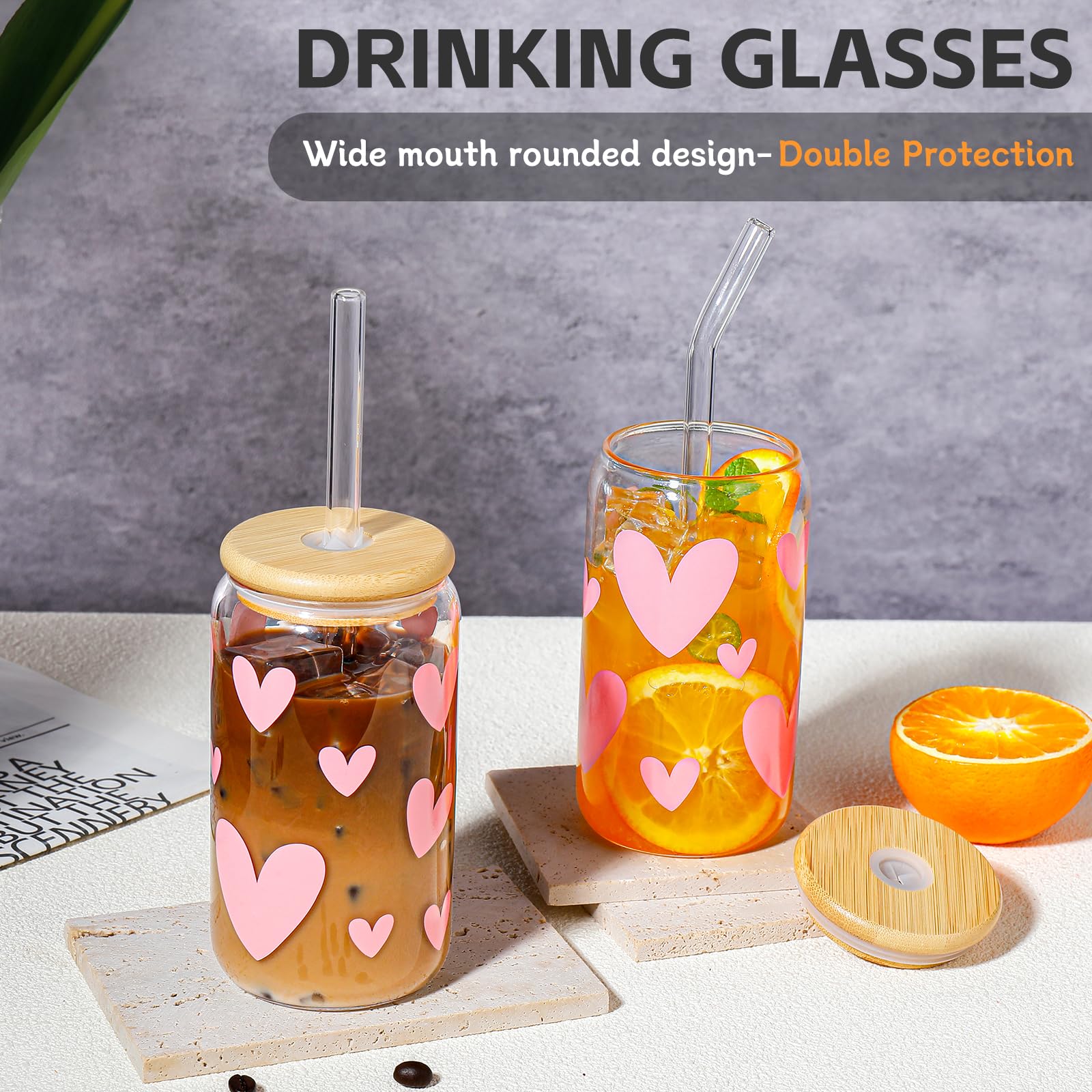 Pajillas de cristal reutilizables de DWTS DANWEITESI, compatibles con bebidas frías y calientes.