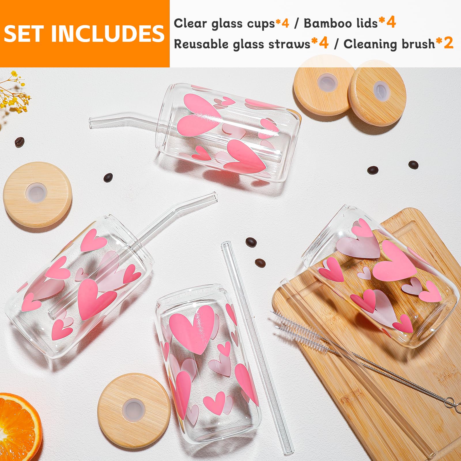 DWTS DANWEITESI vaso de cristal 16 onzas, cuerpo claro para resaltar color y sabor.