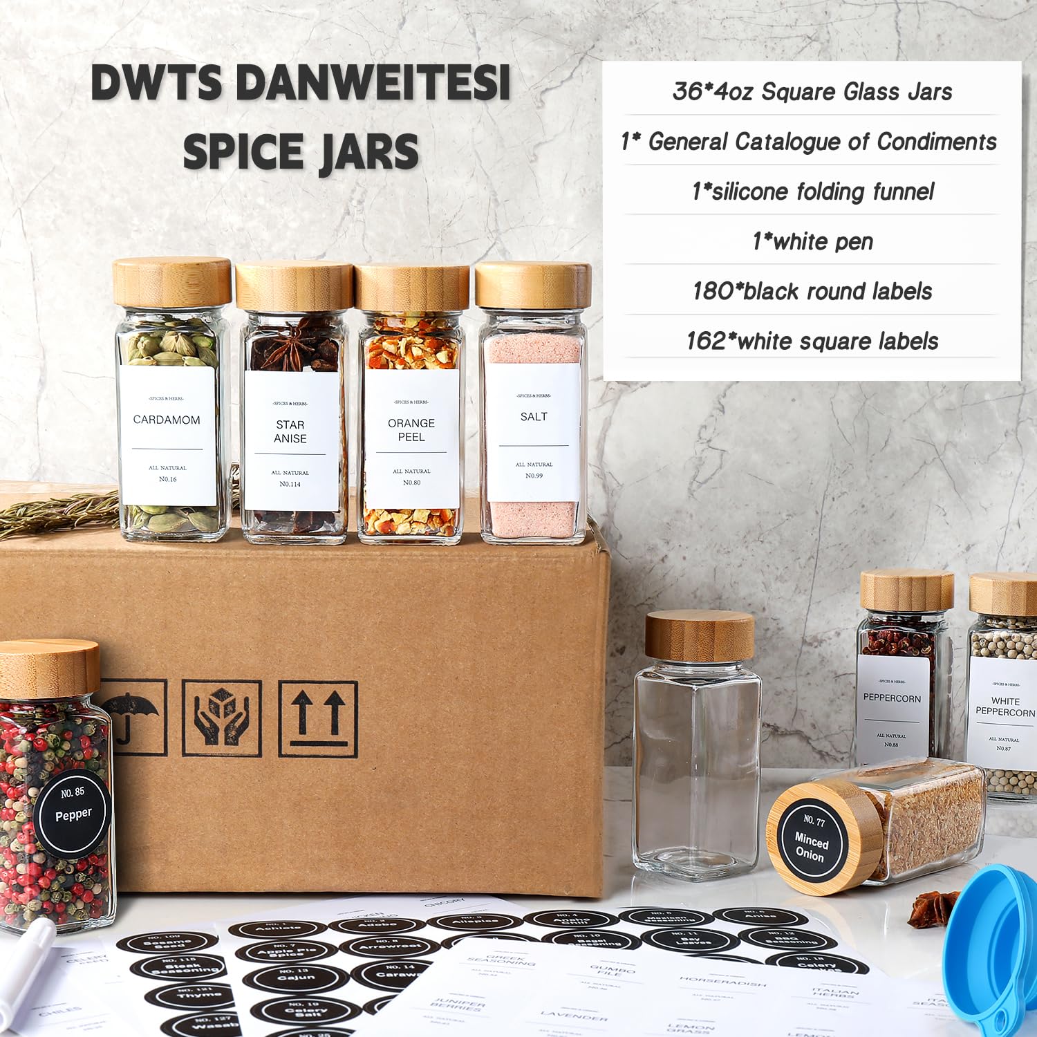 DWTS DANWEITESI tapas dosificadoras para especias y granos, uso versátil