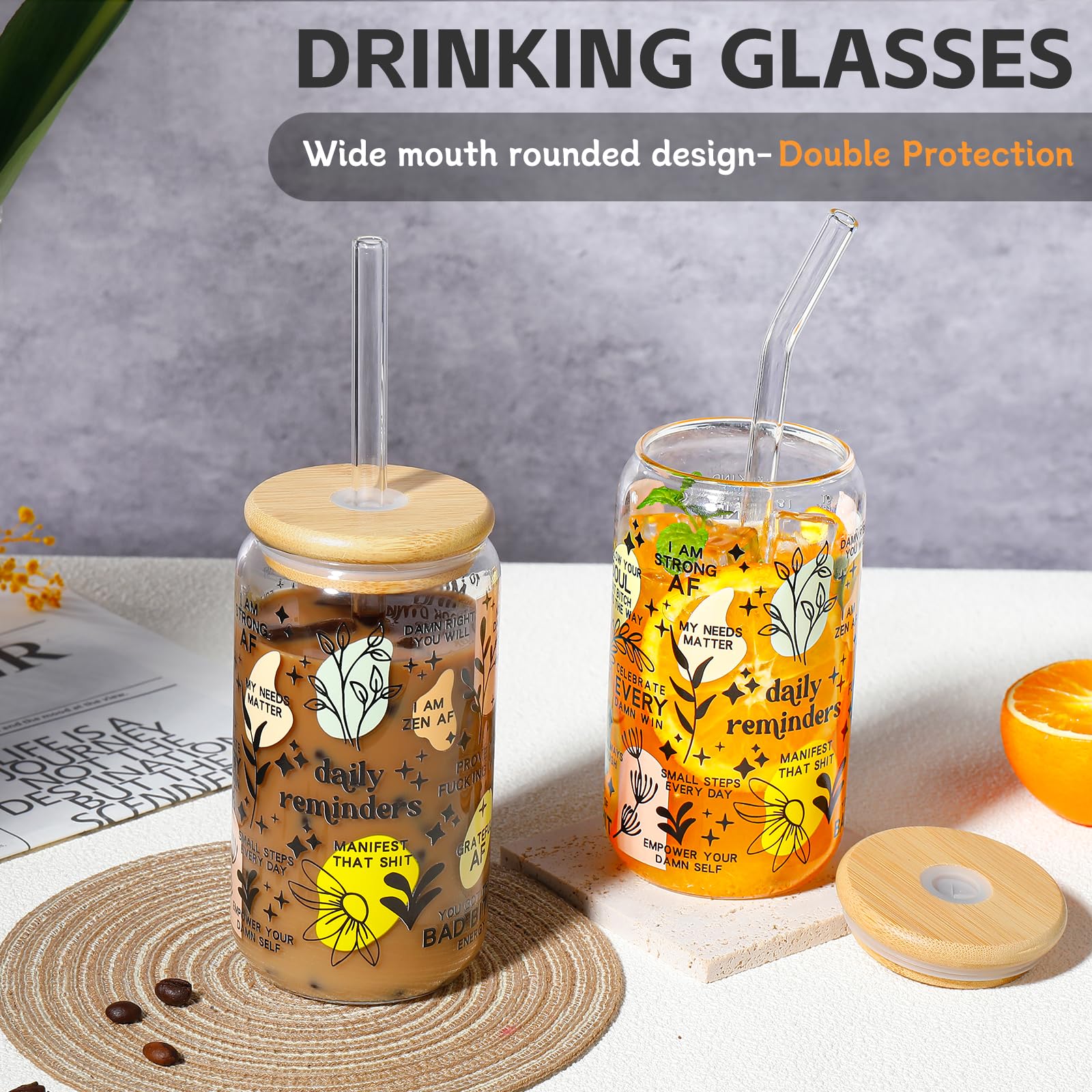DWTS Danweitesi vaso de vidrio con pajilla, útil para batidos y bebidas templadas.