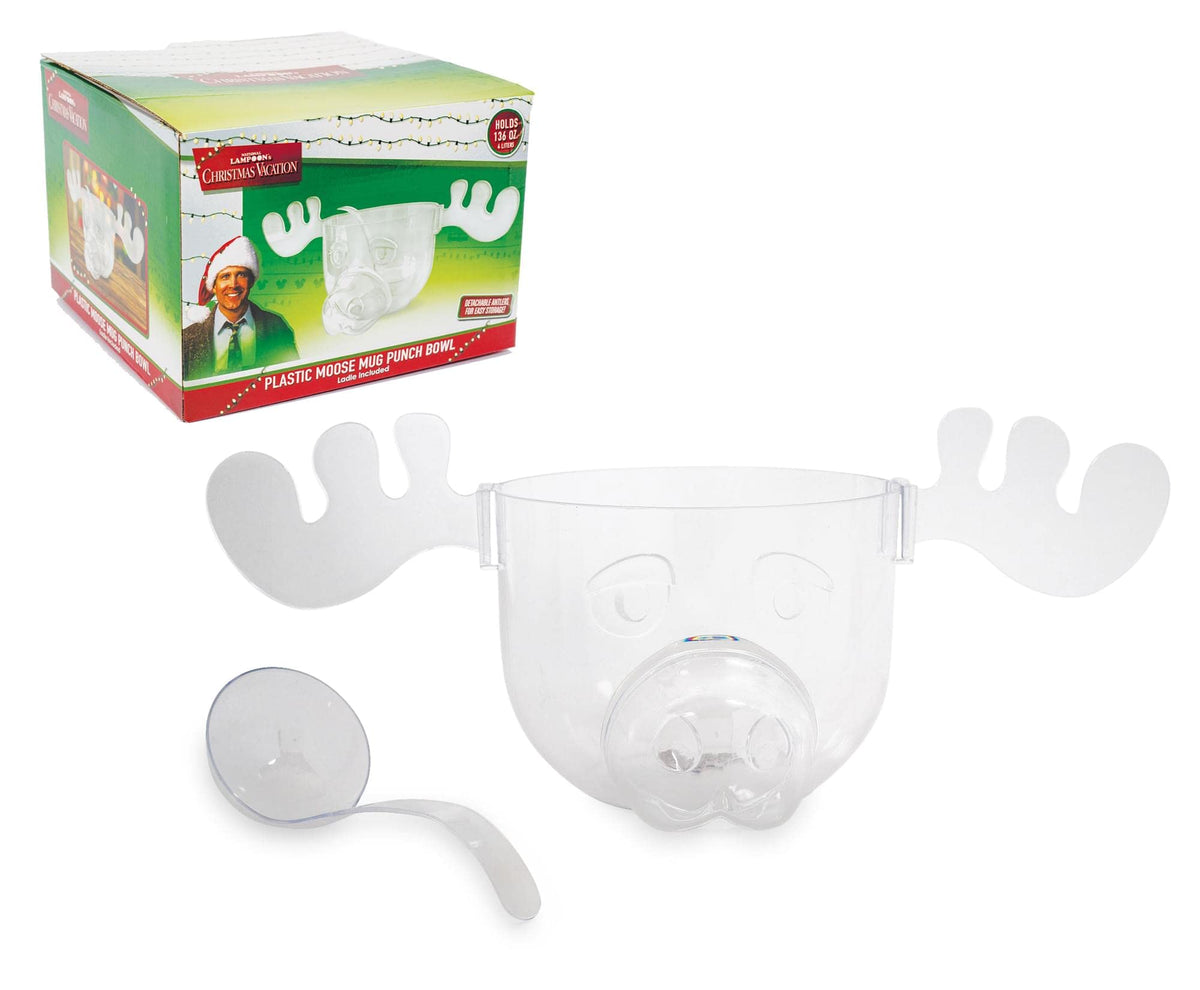 Marty Moose Punchbowl de Dycica visto de frente con cuchara, ideal para fiestas navideñas