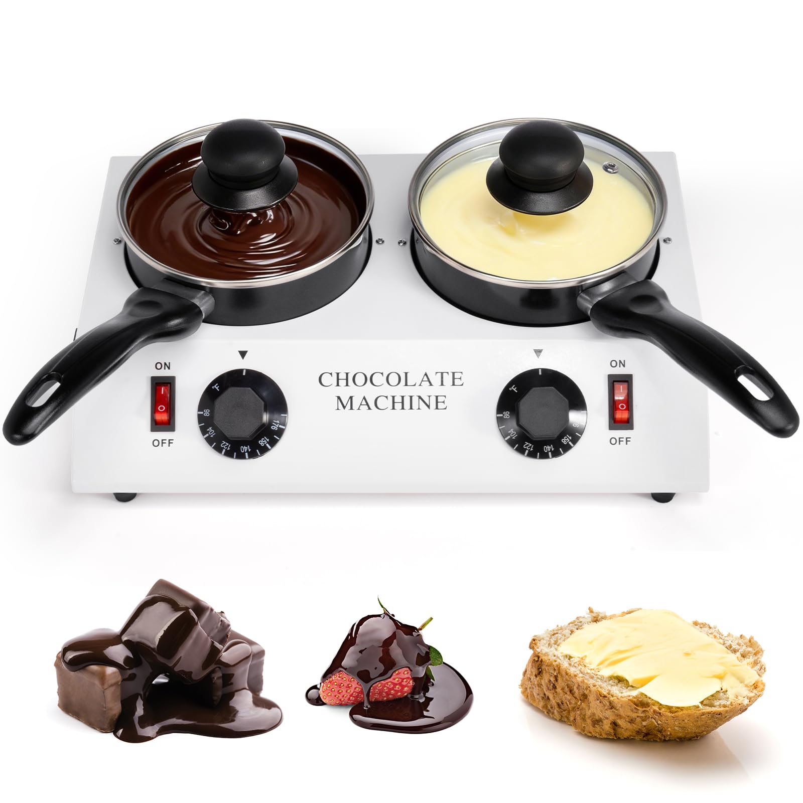 Dyna-Living doble olla para chocolate, enfoque dual, funde chocolate rápidamente.