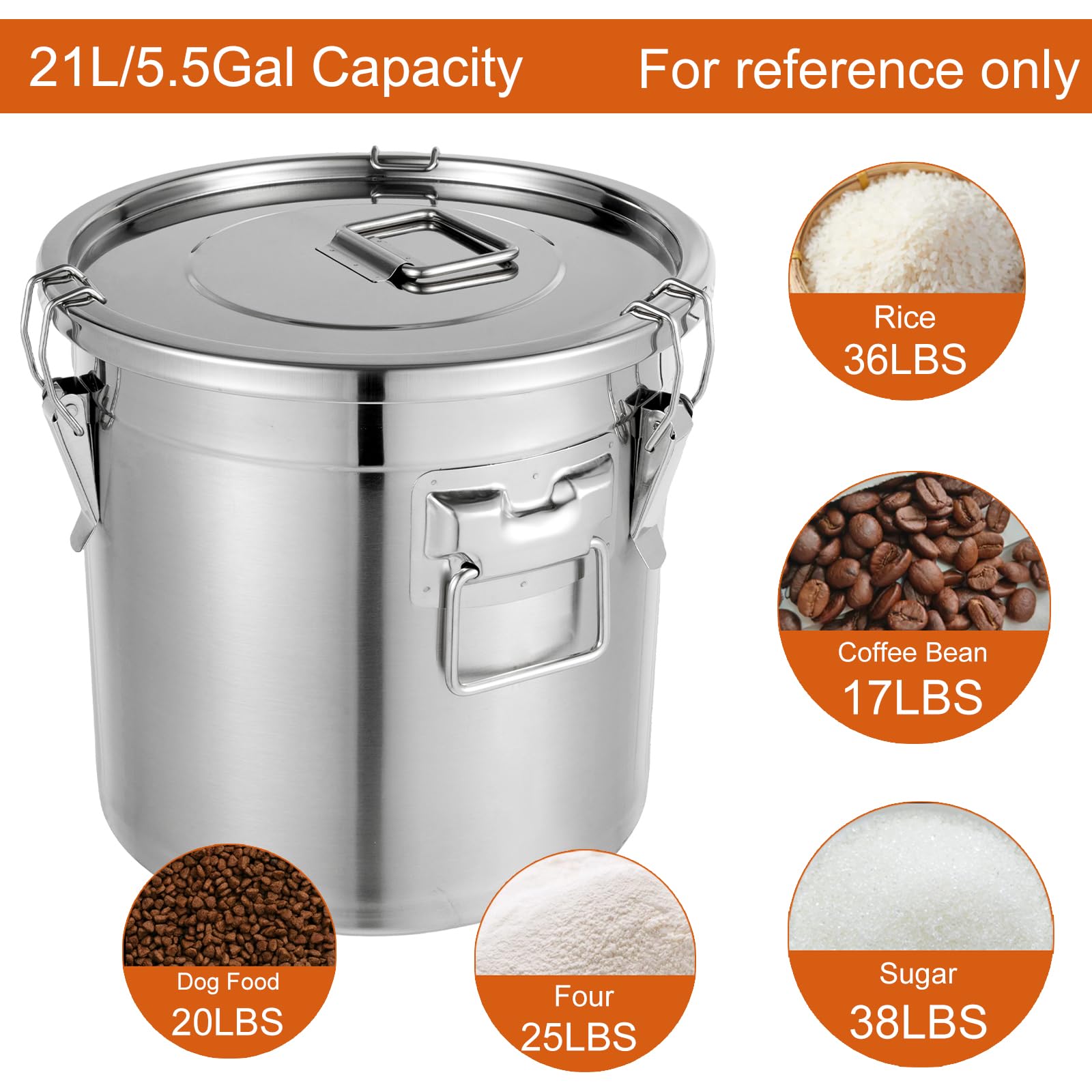 Dynami gran capacidad de 710 onzas para almacenar granos, café o snacks