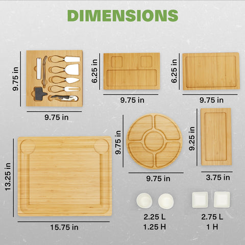 Dynamic Gear tablero charcuterie bandejas incluidas para servicio completo