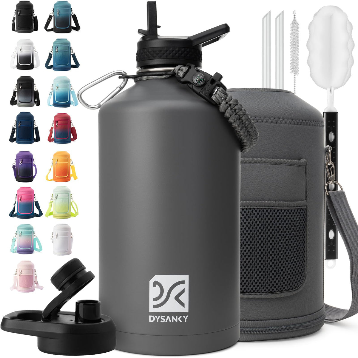 DYSANKY insulada botella 1 galón, para bebidas frías o calientes durante actividades al aire libre