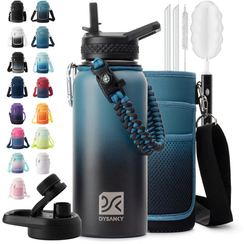 Botella Dysanky 32 onzas vista frontal, diseño ergonómico para uso diario.
