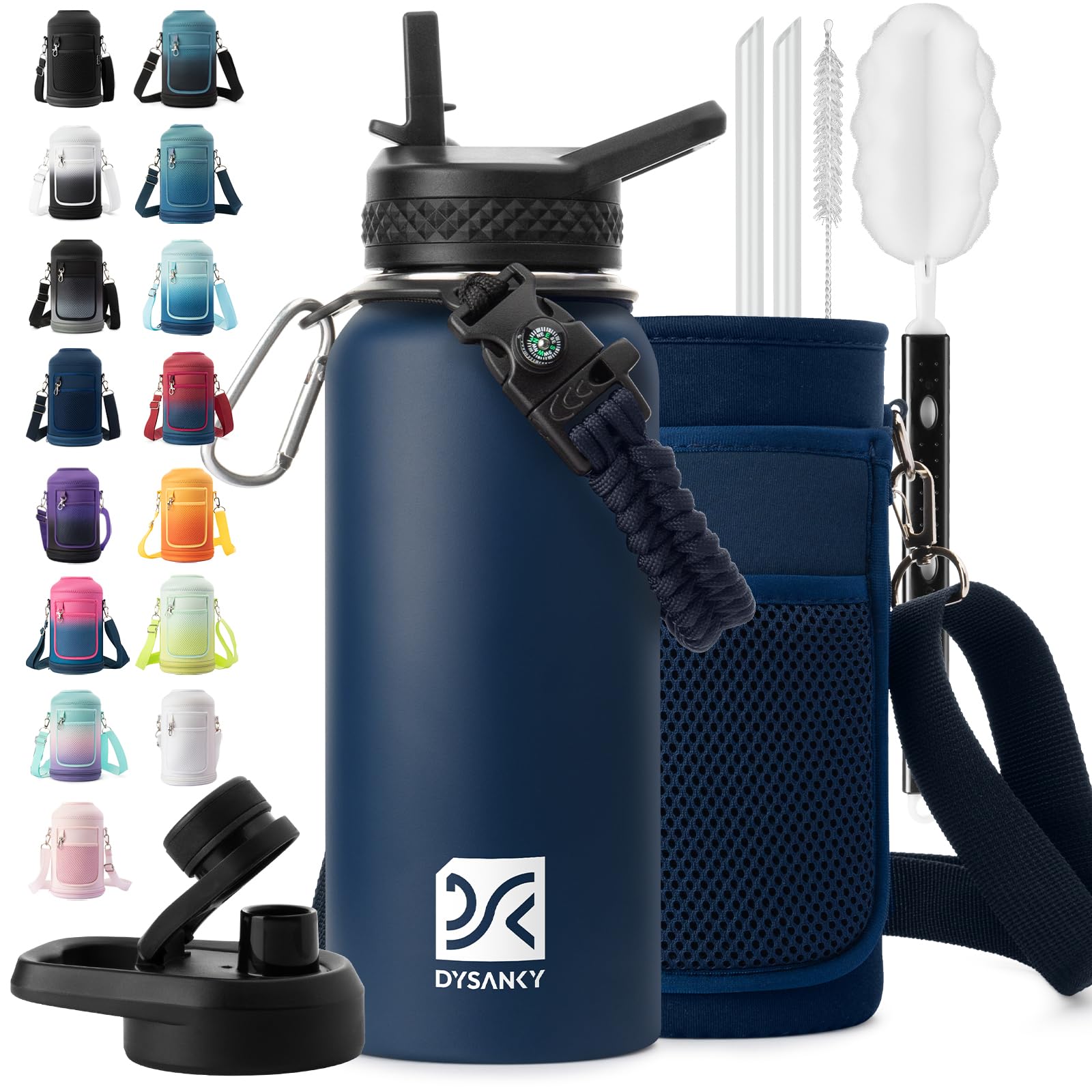 DYSANKY 32 oz con aislamiento, ideal para llevar bebidas frías en aventuras.