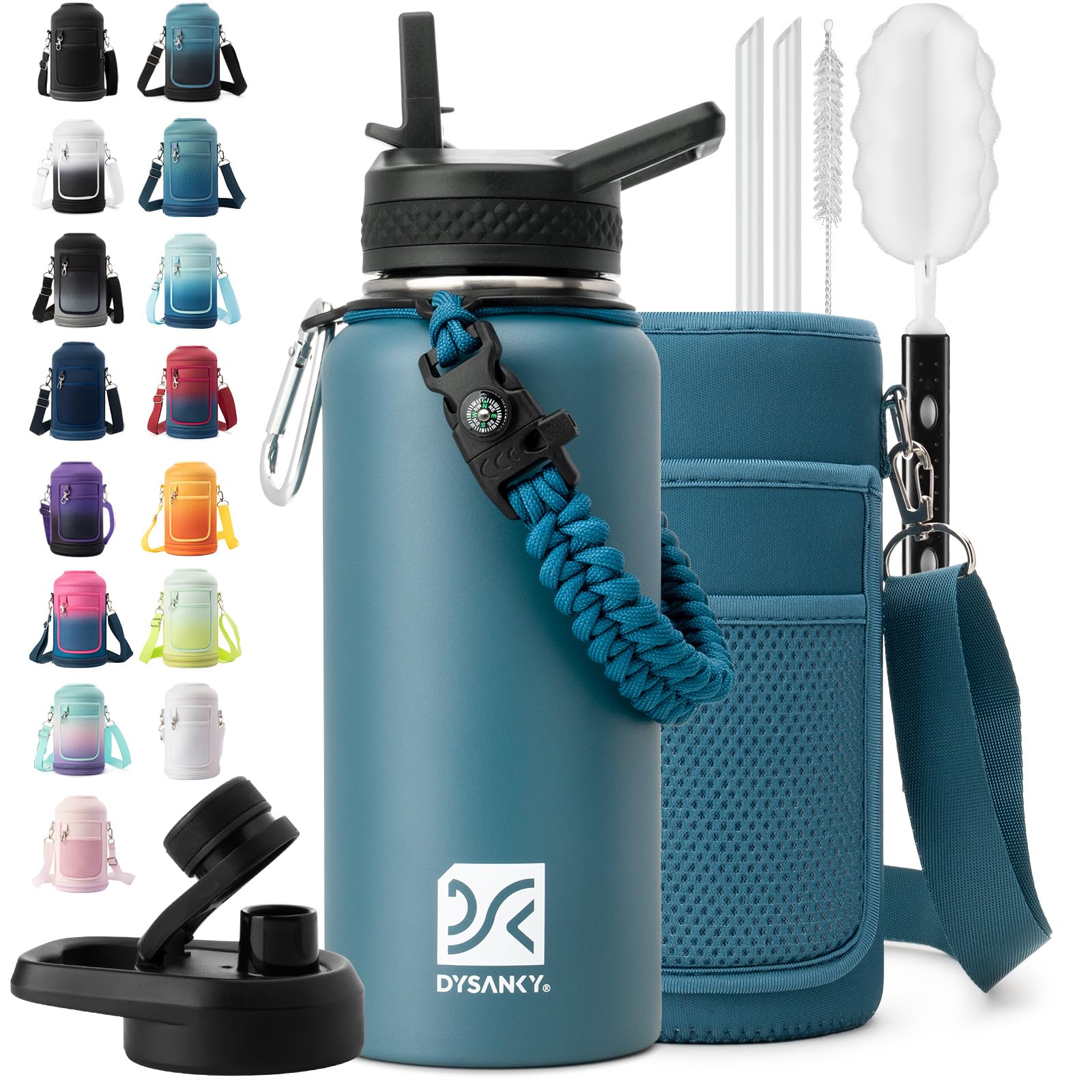 Botella Dysanky aislada para excursion, mantiene bebidas frías en rutas largas.