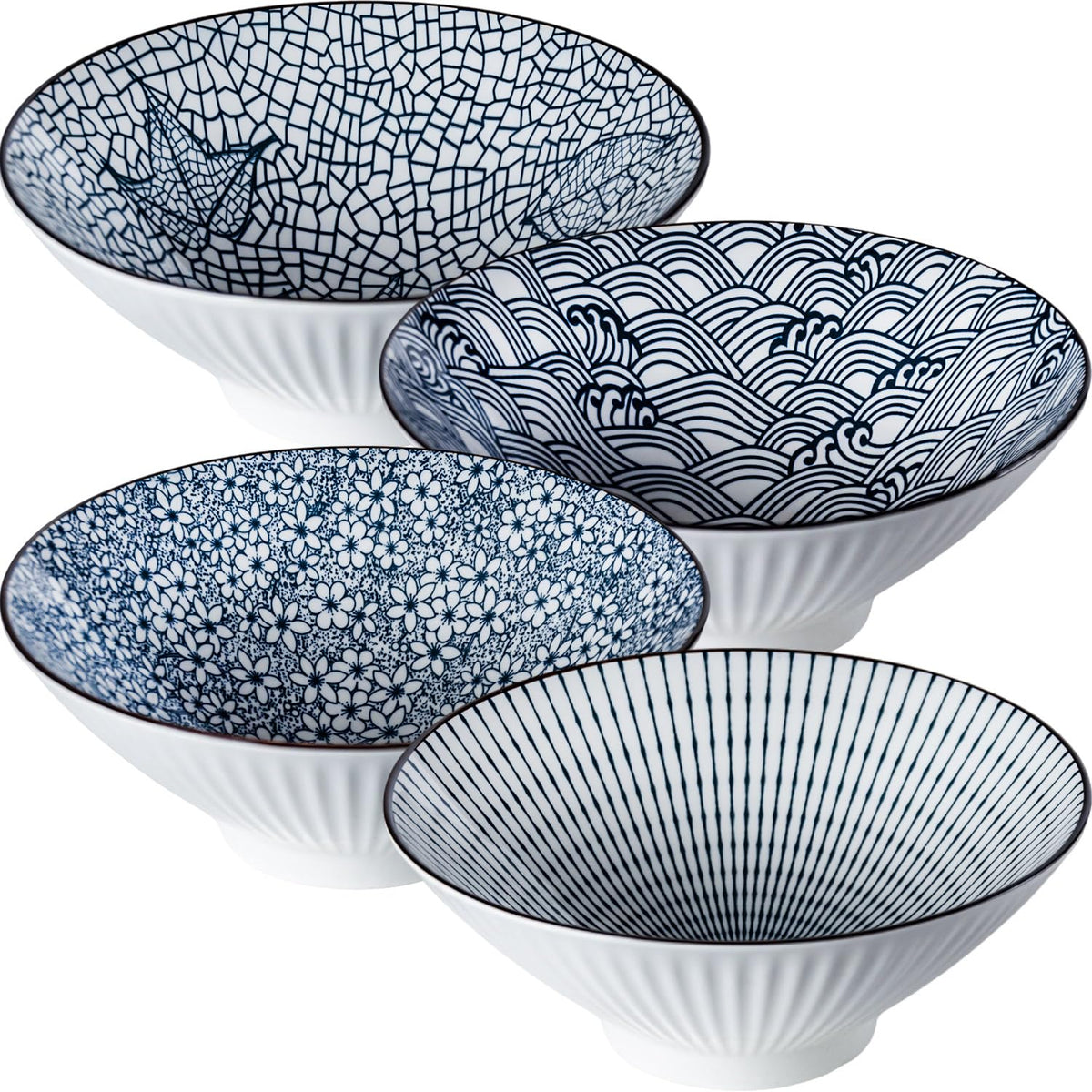 Dyware tazones de ramen azul y blanco de 8 pulgadas para porciones generosas.