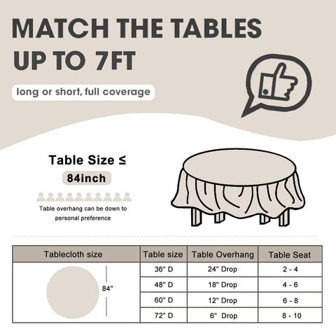 Mantel redondo de 84x84 pulgadas para eventos al aire libre con D&Z