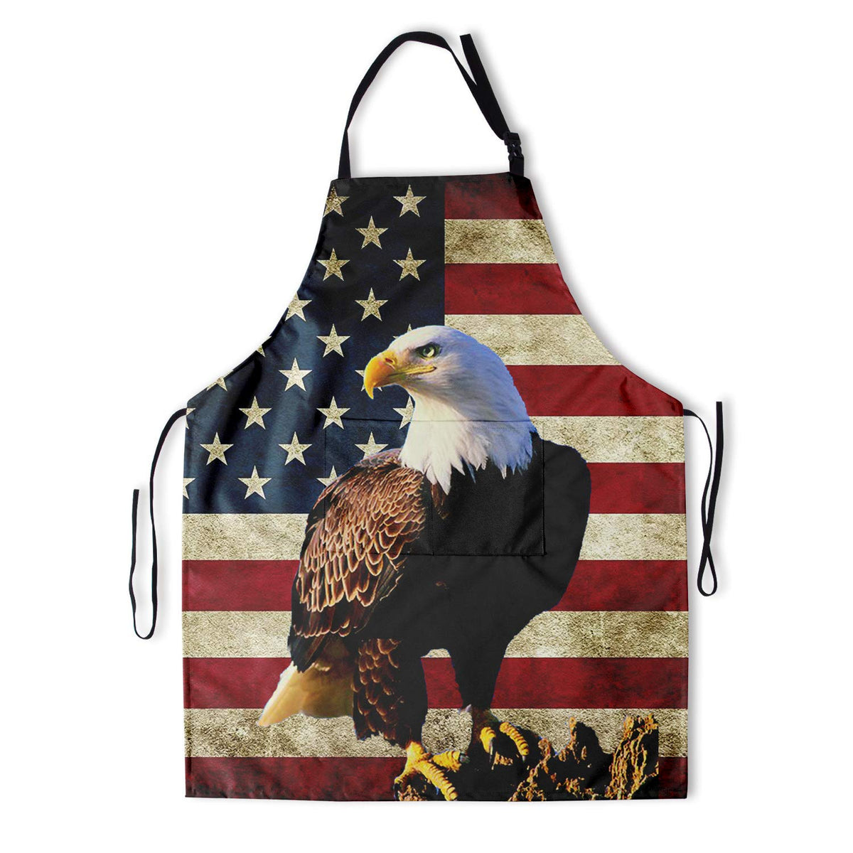 Delantal DZGlobal con bandera estadounidense y águila, ideal para cocinar al aire libre