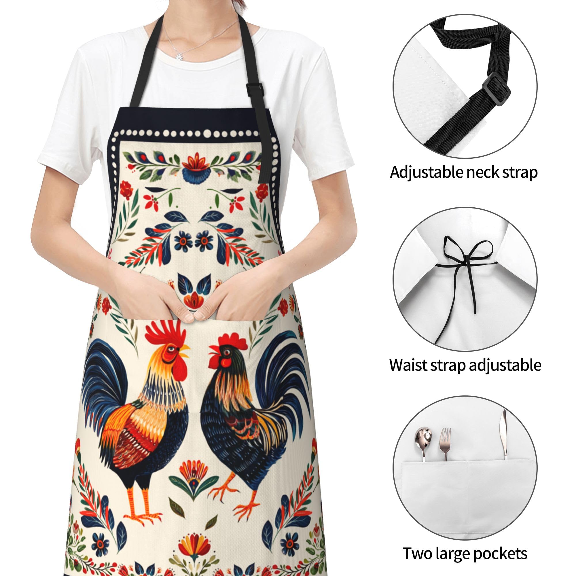 Delantal DZGlobal con ajuste de cuello y lazos, talla única