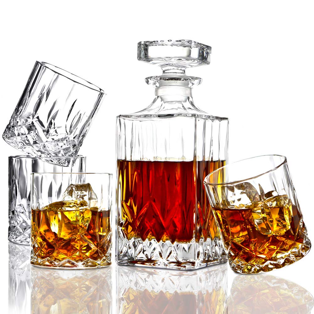 ELIDOMC decantador de whisky de cristal 35 onzas para realzar aromas.