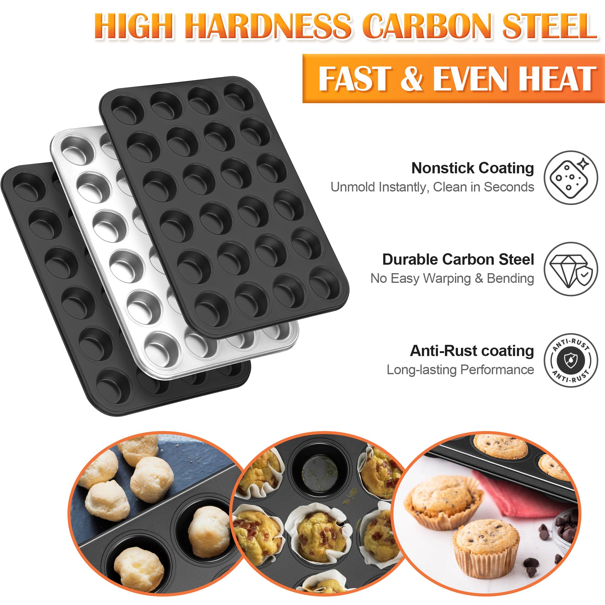 Bandeja mini muffins E-far 24 cavidades para hornear porciones