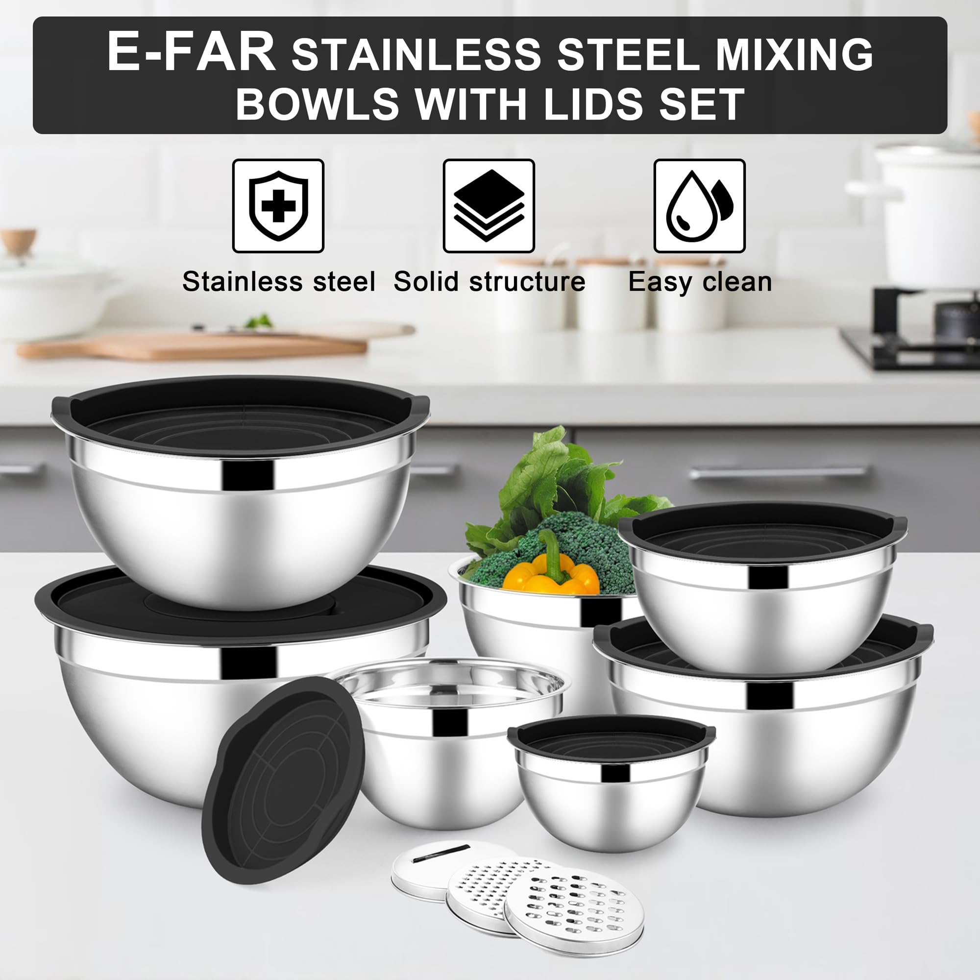 Conjunto E-far cuenco 0,7 qt con tapa para ingredientes pequeños